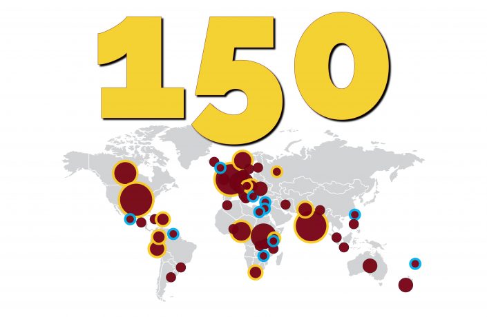 In February 2018 the number of Member Organisations of the IHEU exceeded 150 for the first time